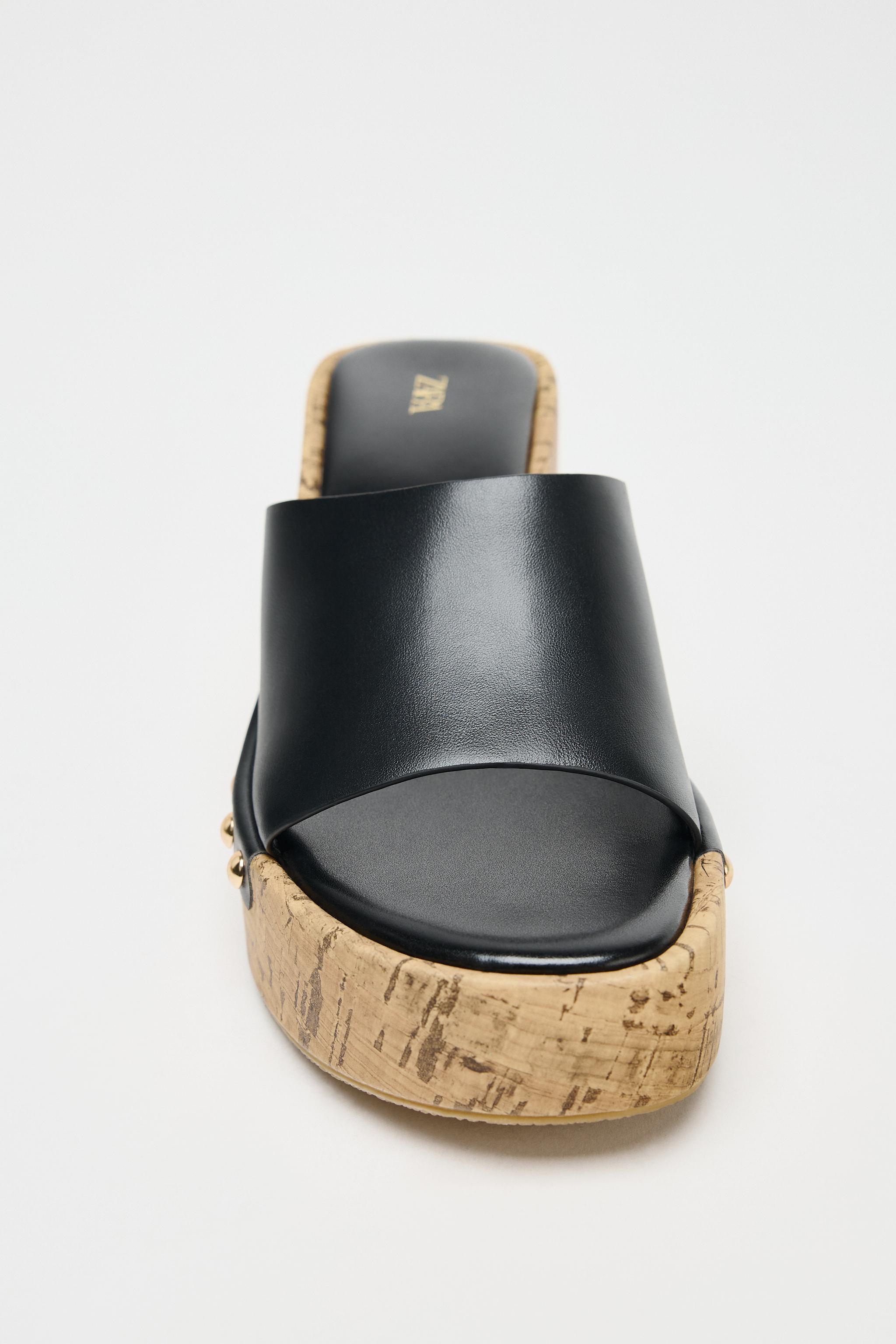 ZARA - 新品 ZARA スタッズ付き ブラック フラットサンダル