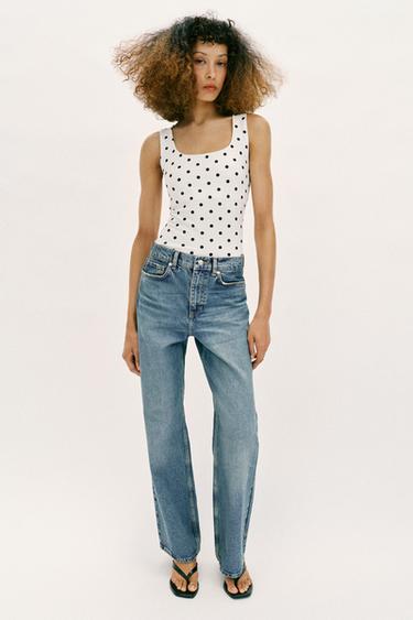 CAMISETA POLIAMIDA TIRANTE ANCHO - Crudo / Negro de Zara