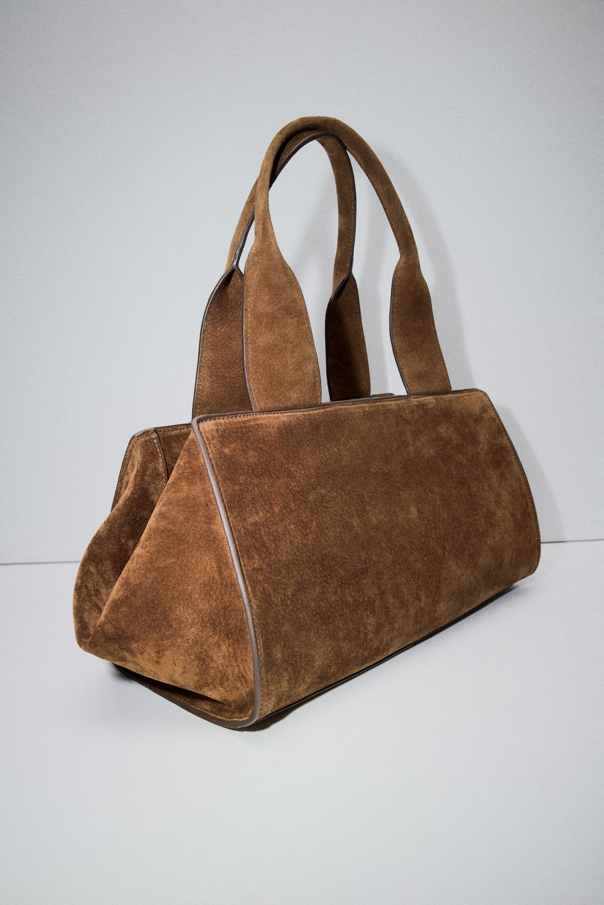 DOUBLE HANDLE SPLIT LEATHER BAG