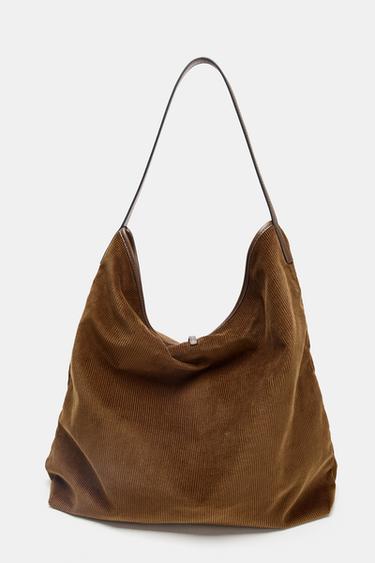 SAC SHOPPER EFFET VELOURS CÔTELÉ - Marron de Zara - Image 4