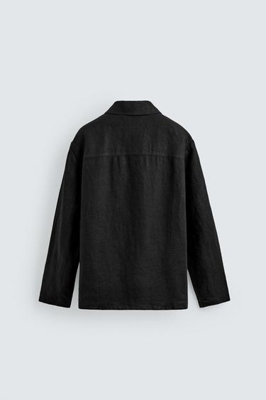 SURCHEMISE REGULAR FIT 100% LIN - Noir de Zara - Image 7