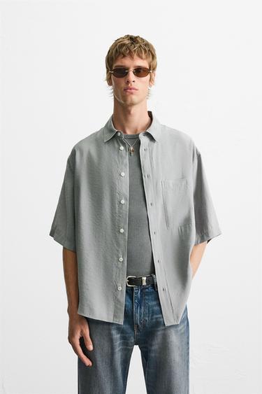 RELAXED FIT FLOWING SHIRT - Grey by Zara
