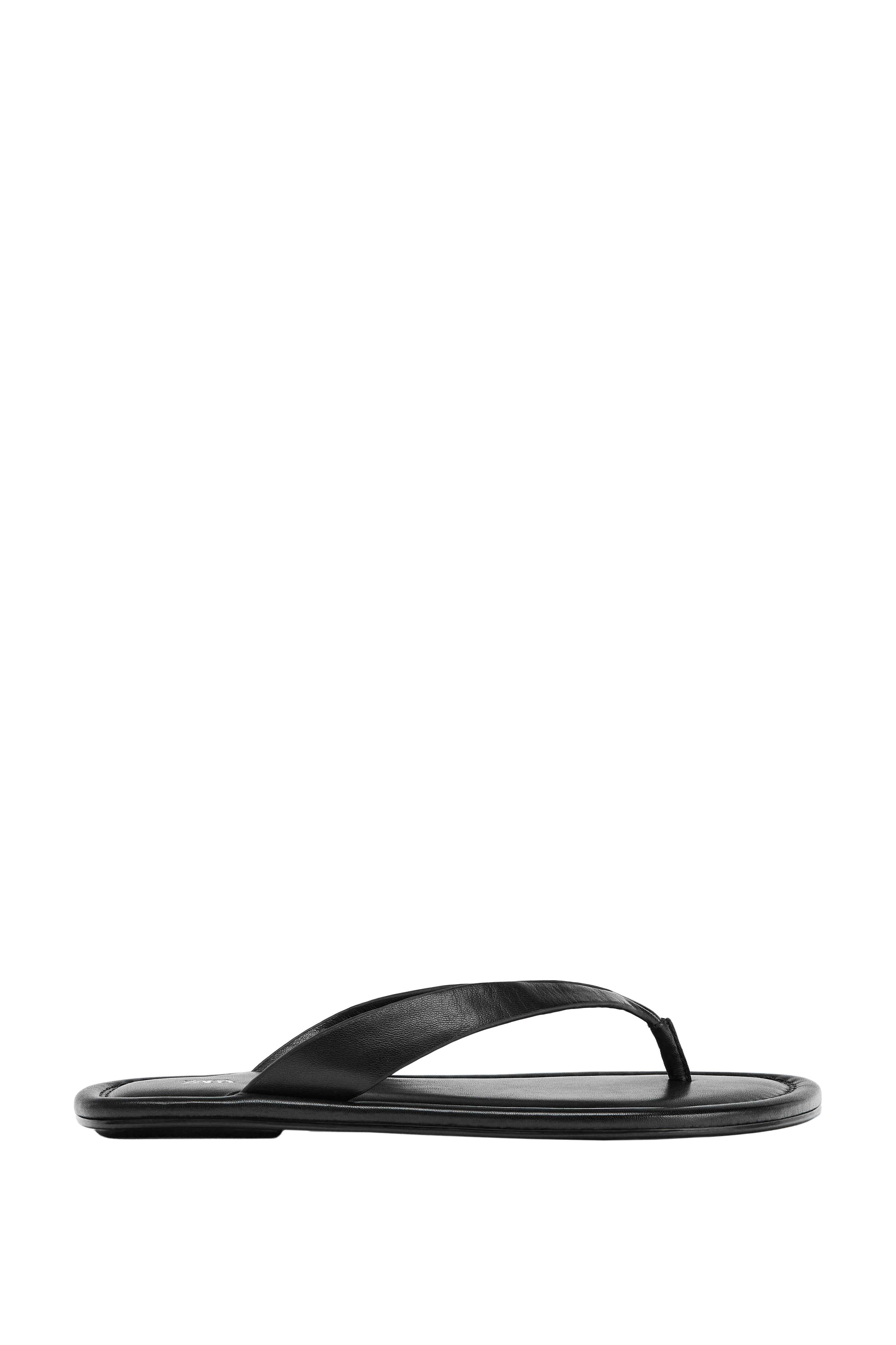 FLAT LEATHER SANDALS - Black | ZARA United States