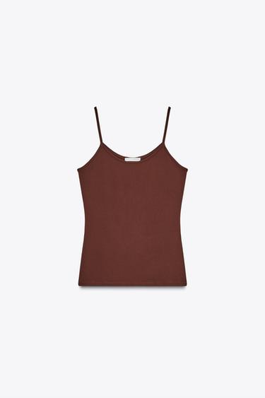 CAMISETA ELÁSTICA TIRANTES - Berenjena oscuro de Zara
