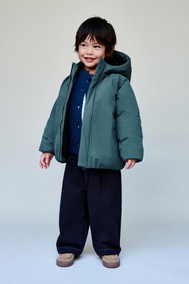 WATER-REPELLENT QUILTED COAT WITH HOODIE - Petrol blue by Zara - Image 11