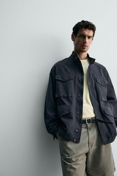 BLOUSON LAVÉ POCHES UTILITY - Bleu marine de Zara - Image 4