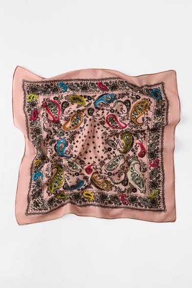 EMBROIDERED PRINT BANDANNA — Pink 1