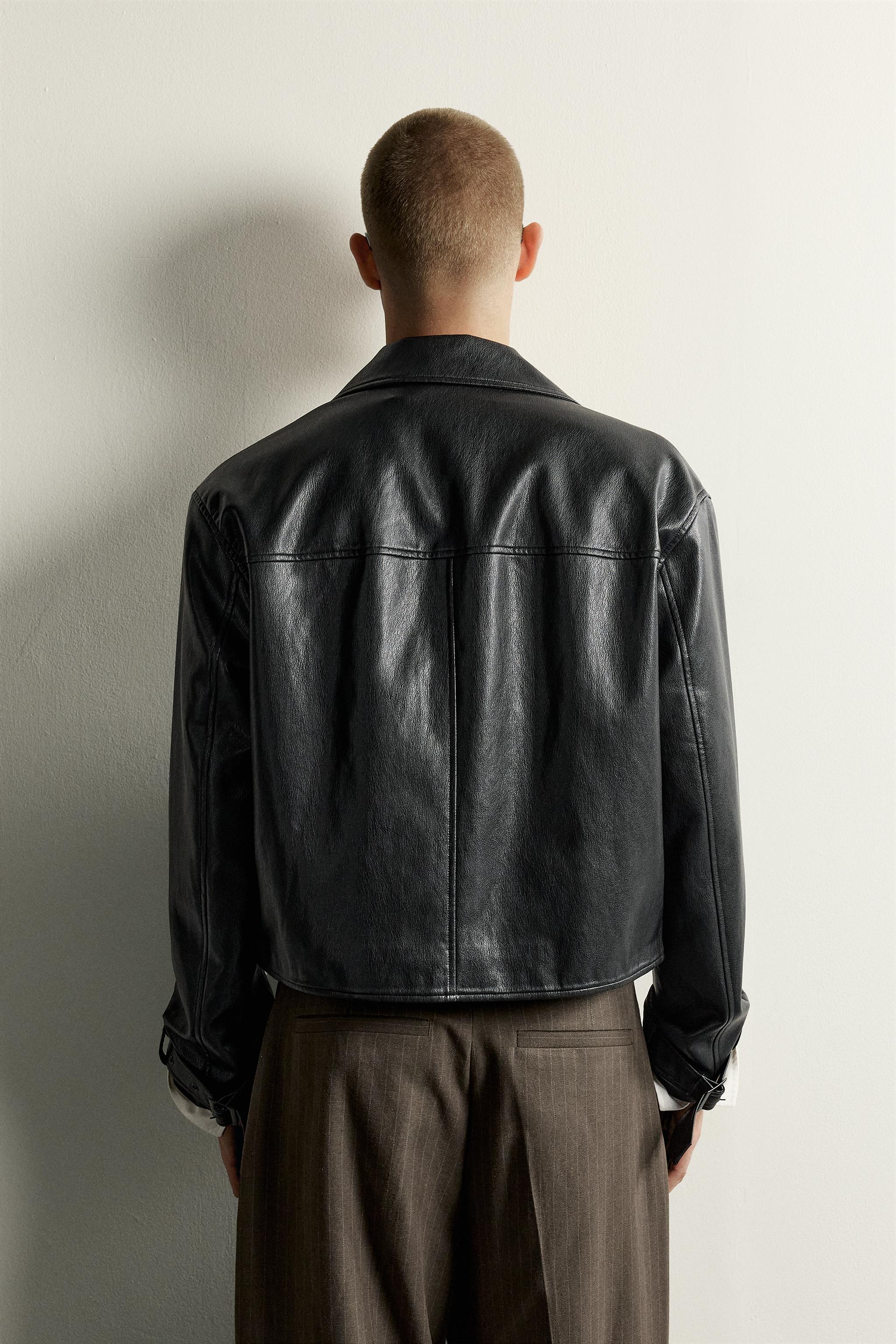 CROPPED FAUX LEATHER JACKET