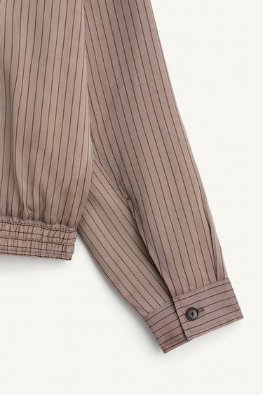 CROPPED FIT STRIPED VISCOSE - CUPRO BOMBER JACKET - striped by Zara - Image 7