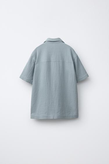CHEMISE BOWLING TEXTURÉE - Bleu / Gris de Zara - Image 1