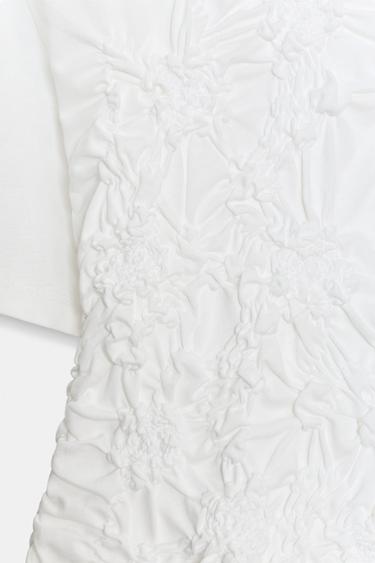 SHORT SLEEVE GATHERED TOP - White by Zara - Image 5