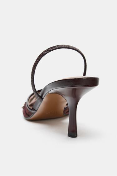 CHAUSSURES À TALONS EN MESH BRILLANTES - Marron de Zara - Image 3