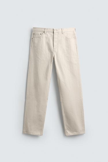 STRAIGHT FIT JEANS - Oyster-white by Zara