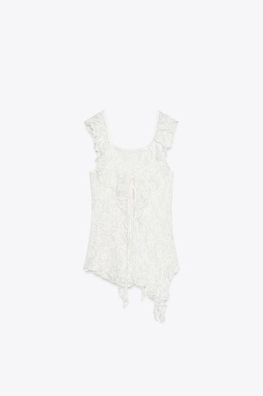 HAUT À VOLANTS EN DENTELLE - Blanc de Zara - Image 4