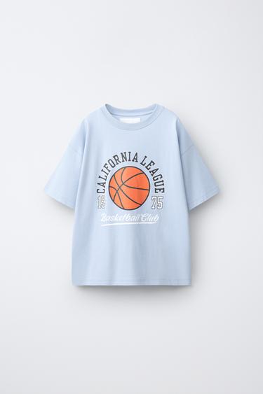 CAMISETA ESTAMPADO BALONCESTO - Azul pastel de Zara