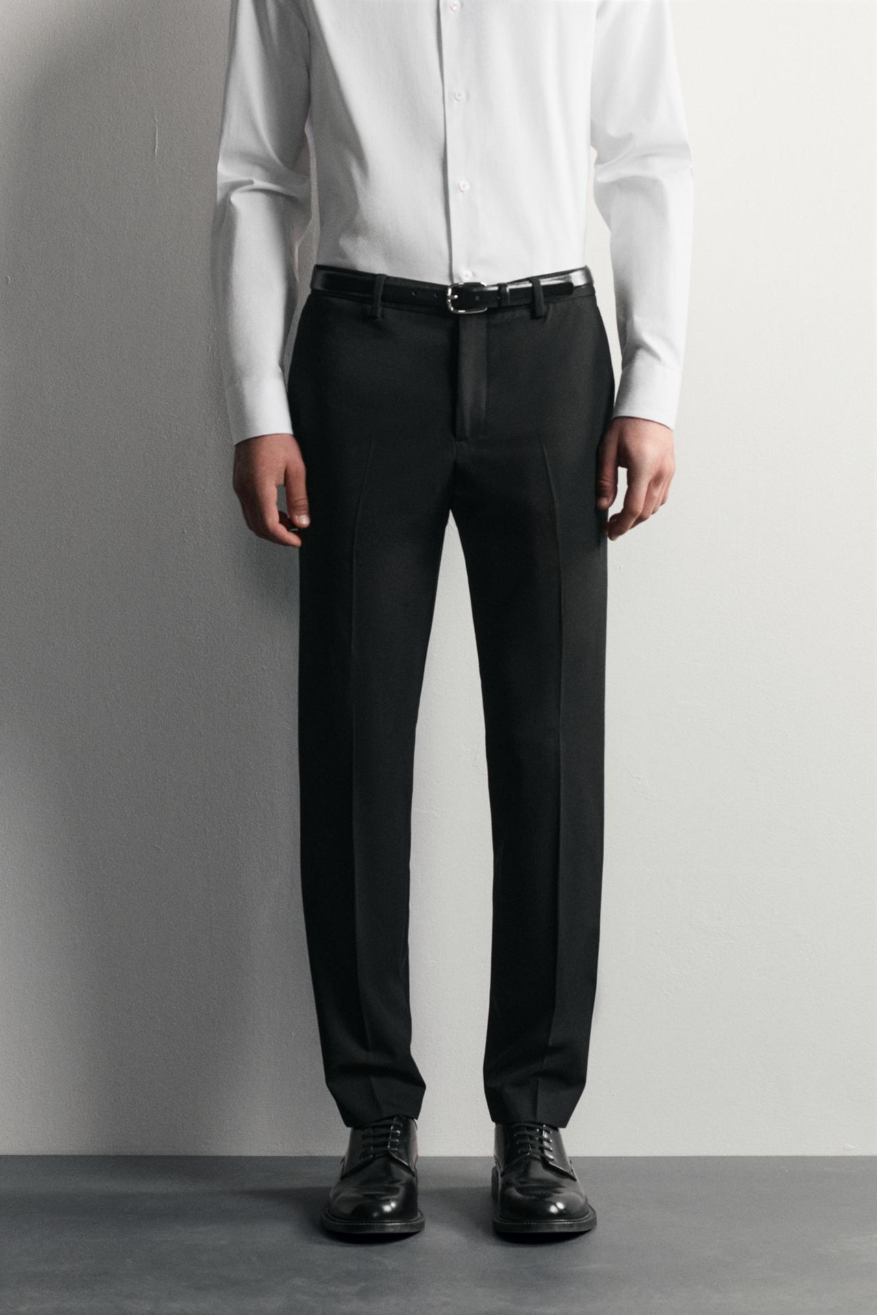 STRETCH SUIT PANTS — Black