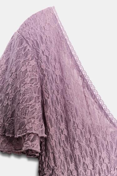 LACE GATHERED DRESS - Lilac by Zara - Image 6
