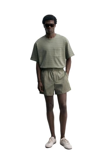 Zara 快乾科技布料短褲 - 灰綠色