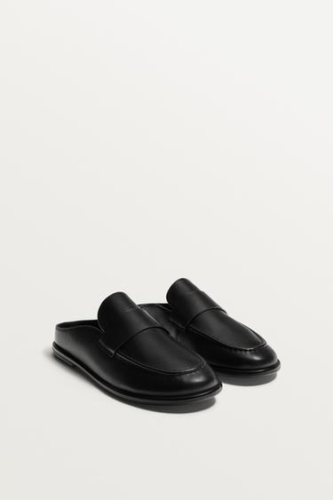 LEATHER MULE LOAFERS - Black by Zara