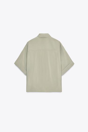 SHORT SLEEVE FLOWING SHIRT - Khaki by Zara - Image 5