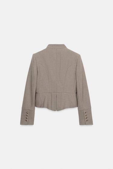 VESTE AJUSTÉE À BOUTONS ET REVERS - Marron clair de Zara - Image 7