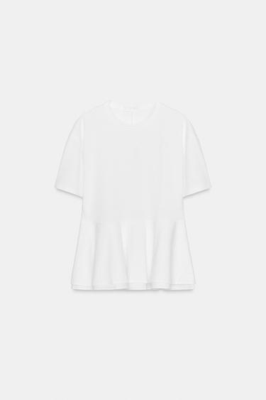 T-SHIRT PÉPLUM - Blanc de Zara - Image 4