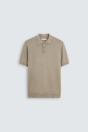 VISCOSE BLEND KNITTED POLO SHIRT - Light tan by Zara