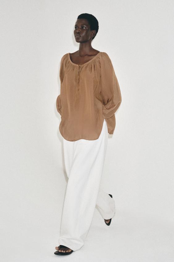 BLUSA CON LINO ZW COLLECTION - Toffe de Zara - Imagen 0