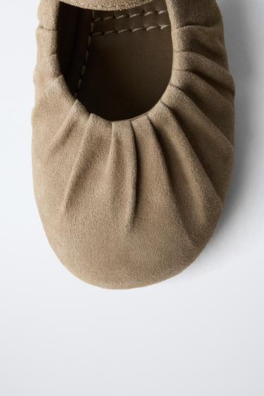 LEATHER BALLERINAS - Taupe Grey by Zara - Image 6