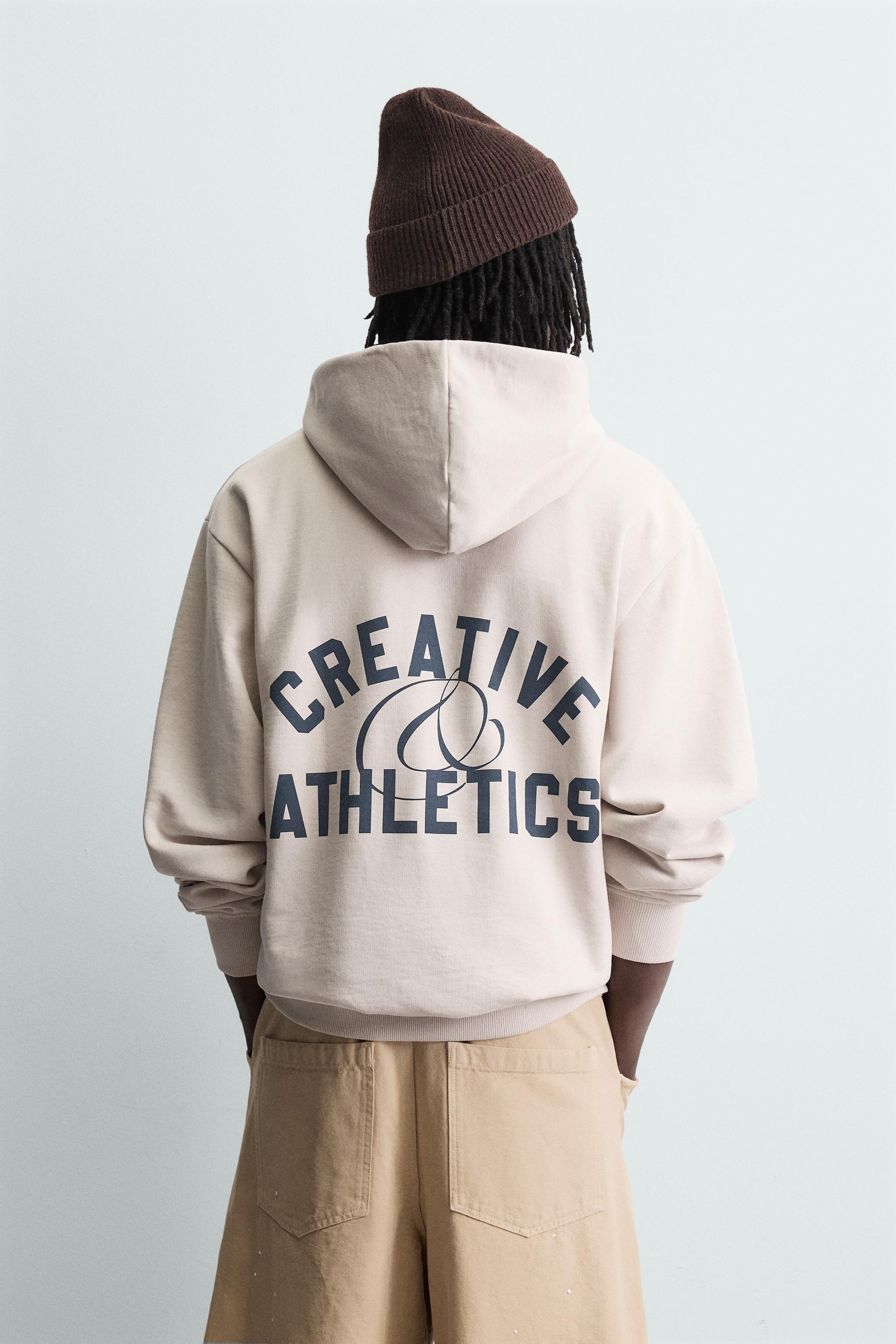 TEXT PRINTED HOODIE SWEATSHIRT