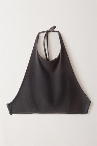 BEACH HALTER BIKINI TOP - Grey by Zara