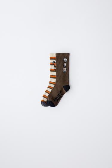 2-PACK OF STRIPED PUMPKIN SOCKS - Brown by Zara