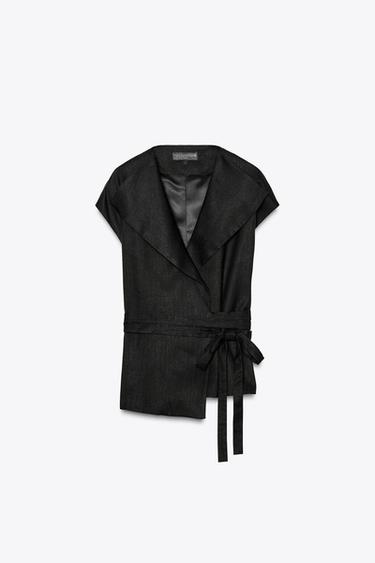 ZW COLLECTION LINEN BLEND WAISTCOAT - Black by Zara