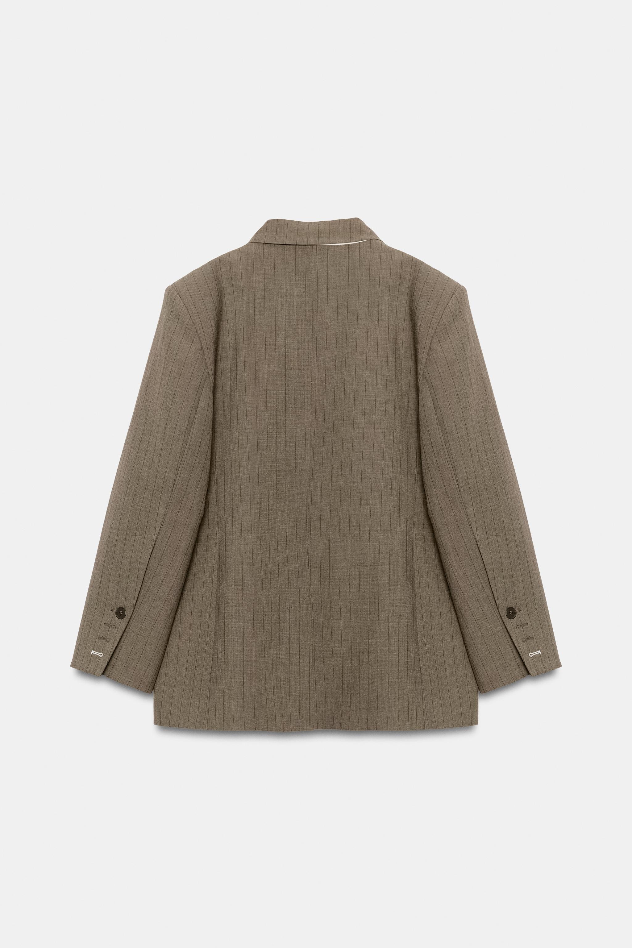 Zara İNCE ÇİZGİLİ OVERSIZE BLAZER CEKET görsel 7