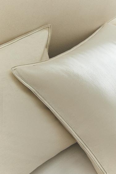 PILLOWCASE WITH TOPSTITCHING - Oyster-white by Zara - Image 5