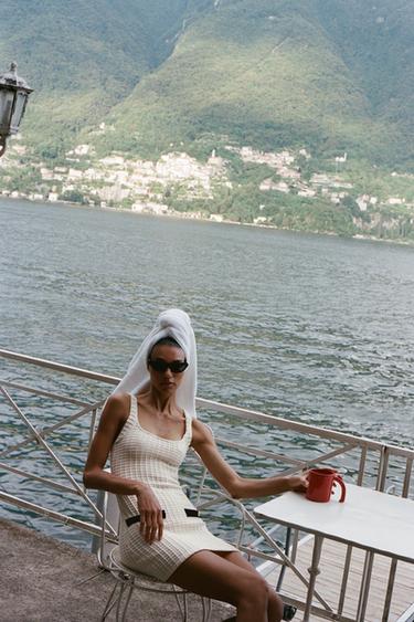 STRETCH SHORT DRESS - Ecru / Black by Zara