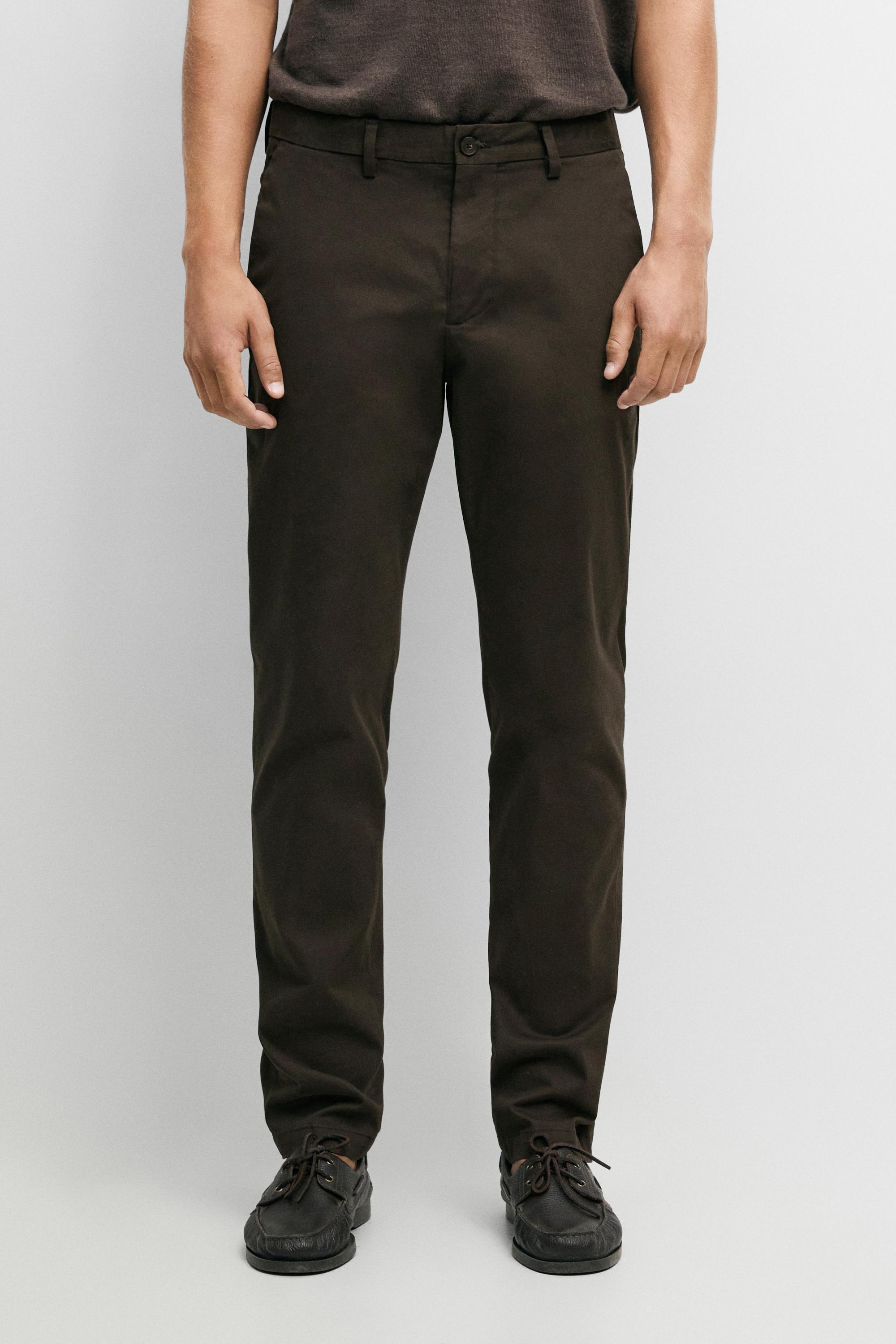 Slim fit cotton trousers