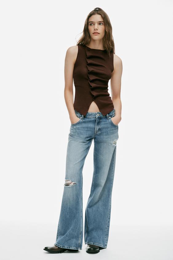 TOP EN MAILLE DRAPÉ - Marron de Zara - Image 0