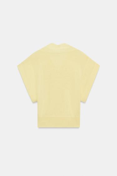 KNIT JUMPER WITH SHORT SLEEVES AND GOLD APPLIQUÉ - Yellow by Zara - Image 4