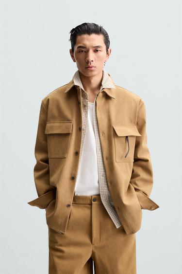 Zara FAUX SUEDE SHIRT - Brown