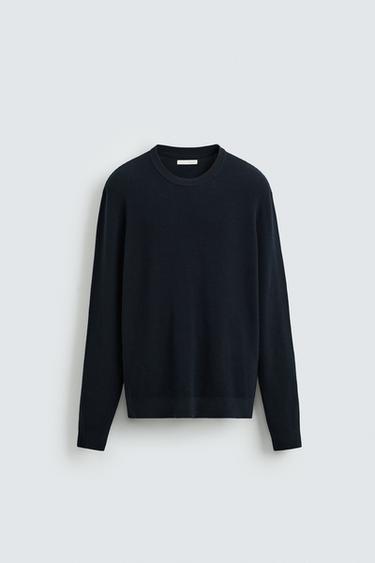 Zara 一般版型紋理針織衫 - 海藍色