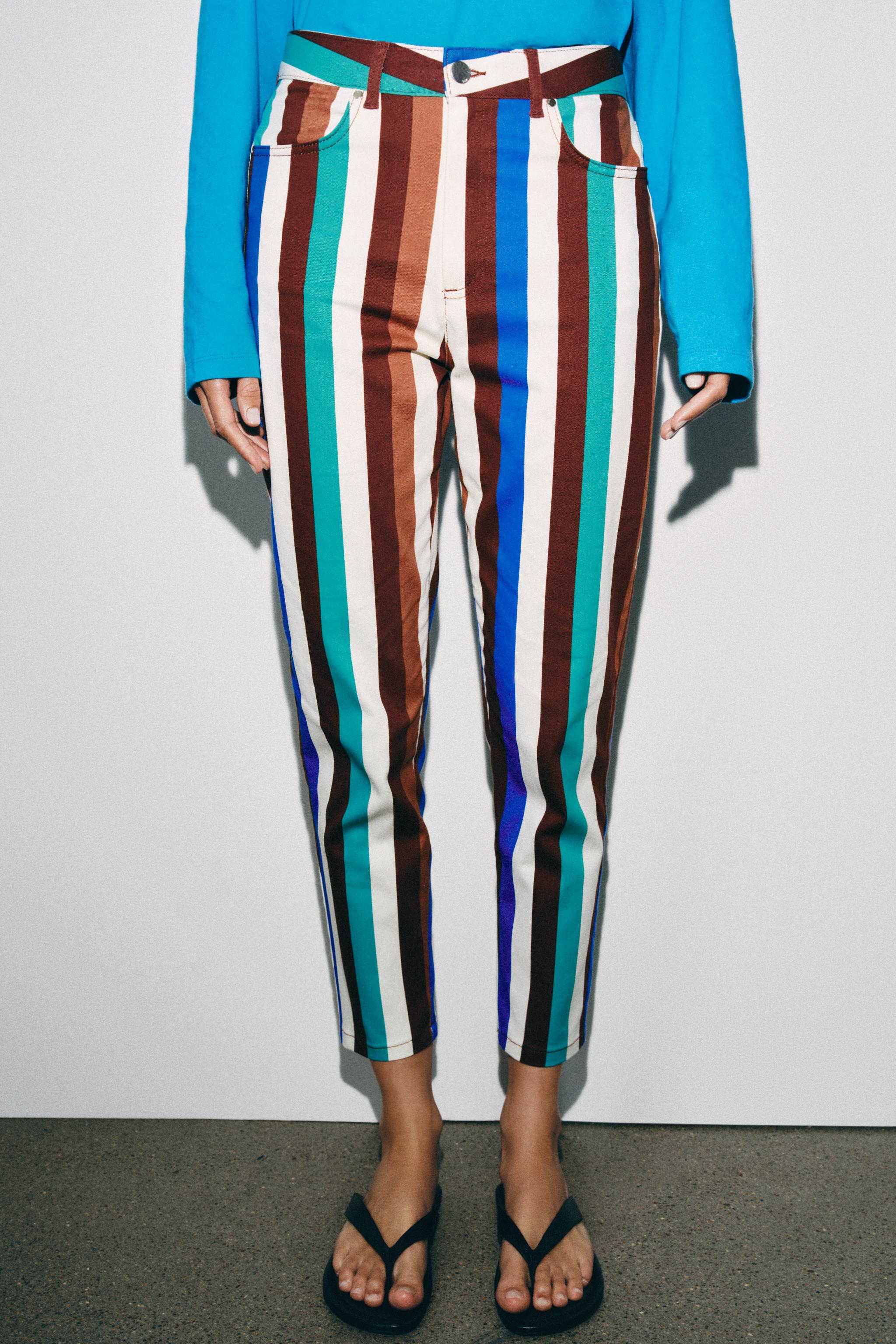 Женские брюки Zara STRIPED MOM FIT TROUSERS — фото 2