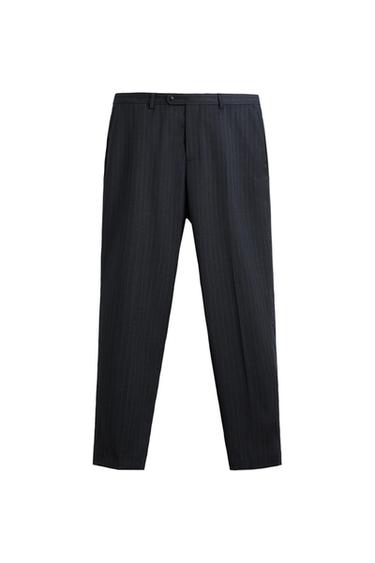 100% WOOL PINSTRIPE SUIT TROUSERS