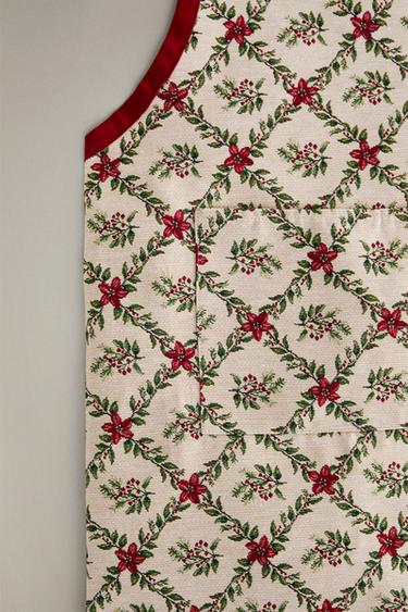 FLORAL CHRISTMAS APRON - Green by Zara - Image 2