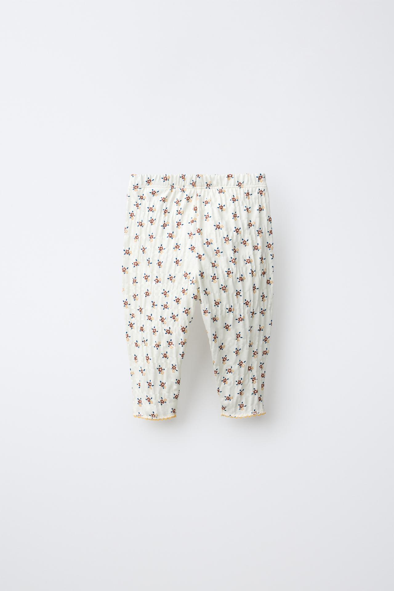 FLORAL TEXTURED LEGGINGS — Ecru