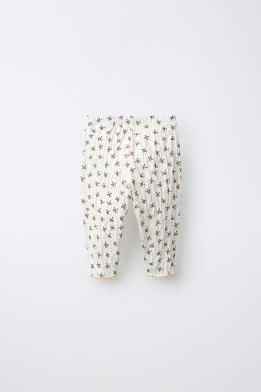 FLORAL TEXTURED LEGGINGS — Ecru 2
