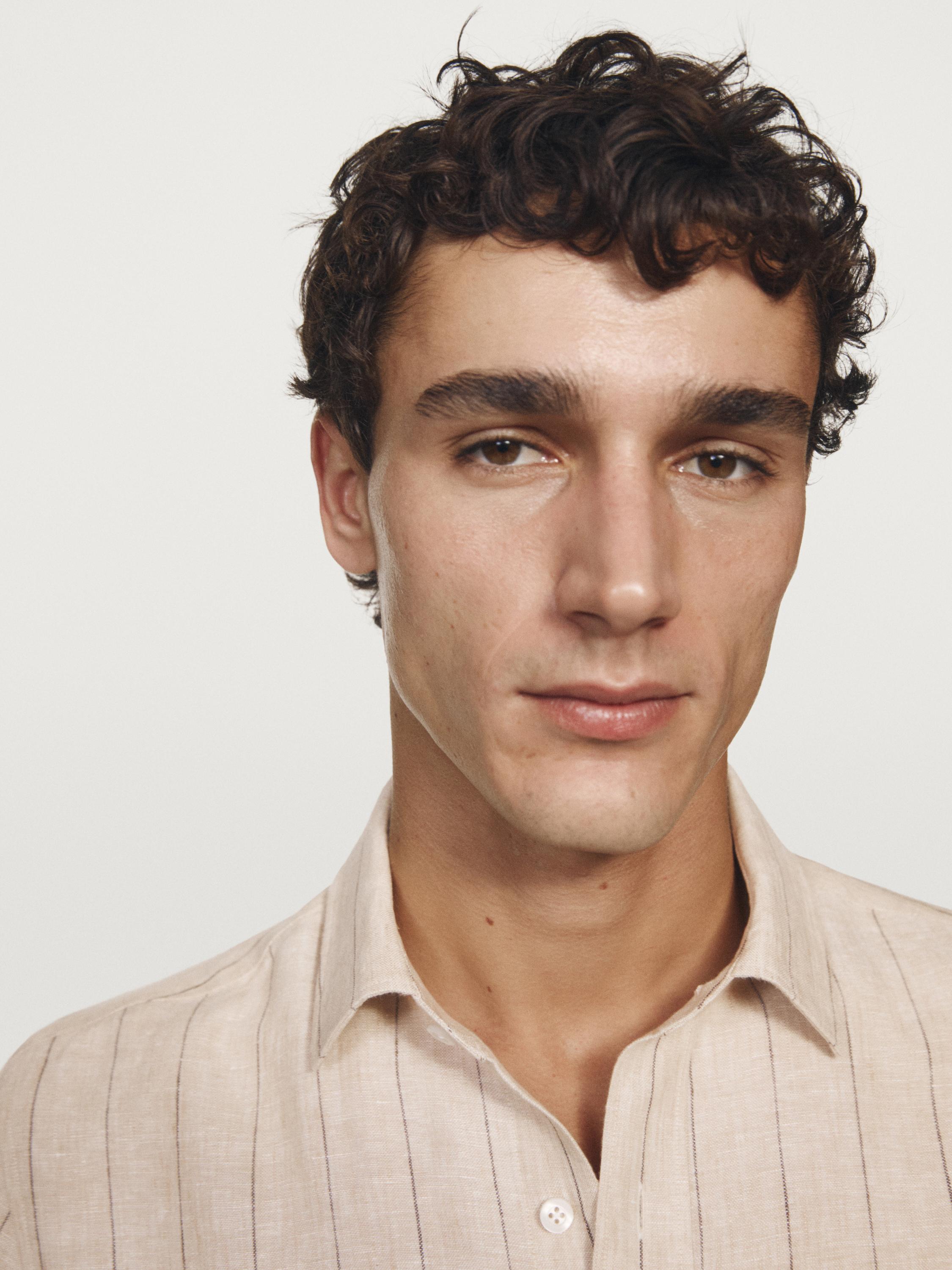 Regular fit striped linen shirt