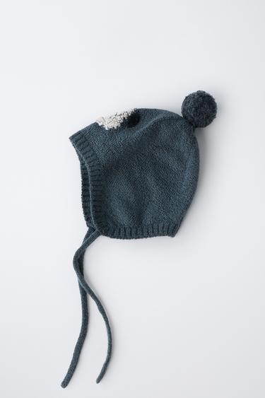 BONNET EN MAILLE CHIEN BRODÉ - Bleu profond de Zara - Image 3