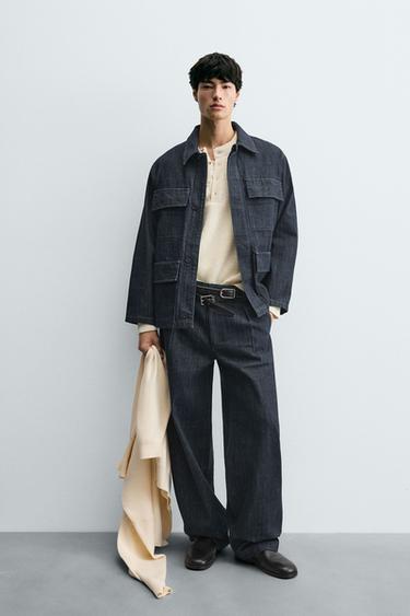 RELAXED FIT DENIM JACKET WITH POCKETS - Indigo by Zara