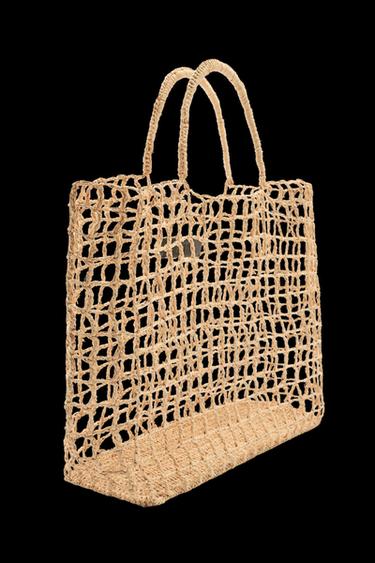 Zara LIMITED EDITION RAFFIA MAXI SHOPPER - Light beige